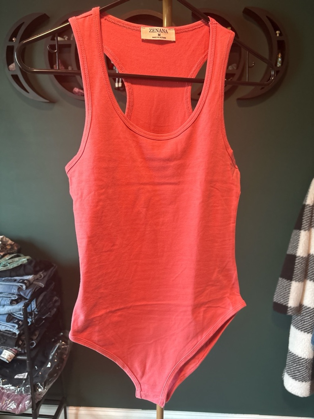 Zenana Outfitters Coral Racerback Tank Bodysuit
